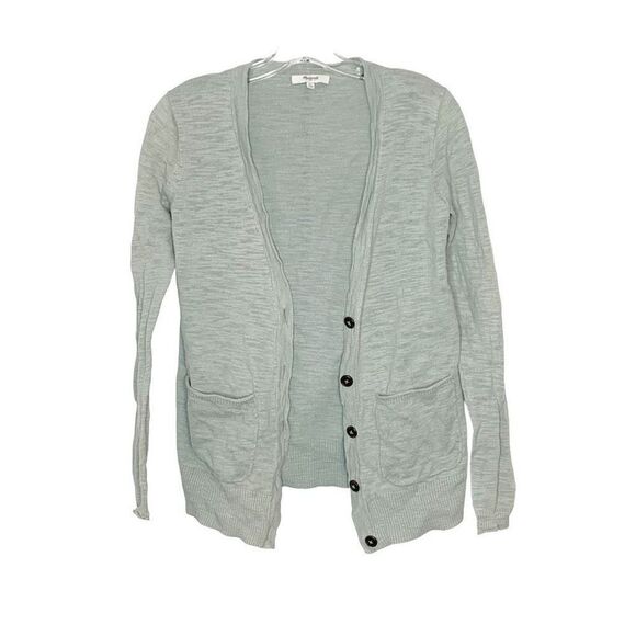 Madewell Graduate Sweater Cardigan Light Green Cotton Spring Women’s Size XS - Picture 3 of 8